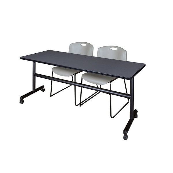 Kobe Rectangle FlipTop Table, 72" W, 29" H, Laminate Top, Gray MKFT7230GY44GY - main